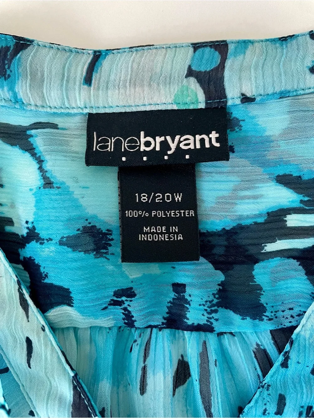 Lane Bryant Blue Multi-Colored Floral Ruffle V-Neck Empire Waist Top Sz 18/22 W
